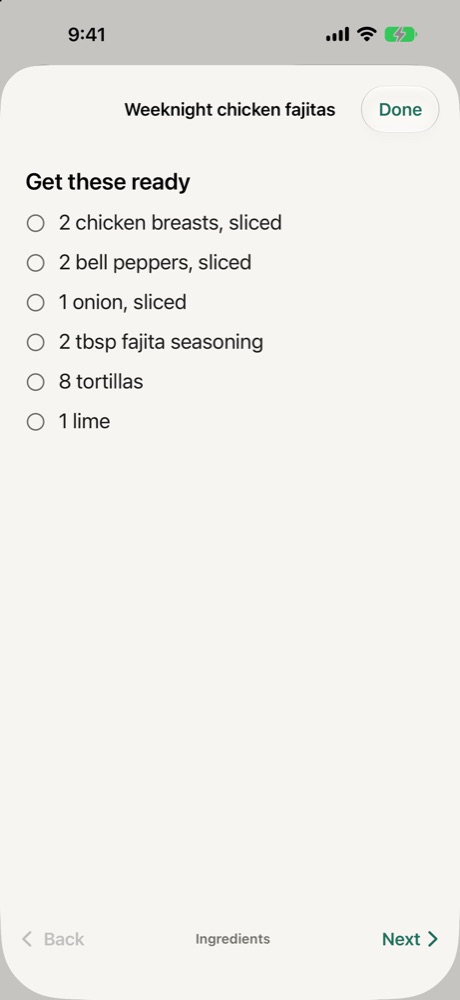 Cooking mode: get these ready